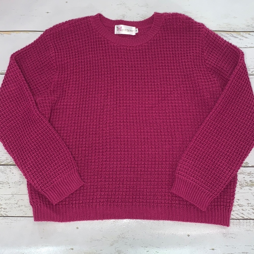 Cotton Emporium Girl’s Waffle Knit Crewneck Sweater